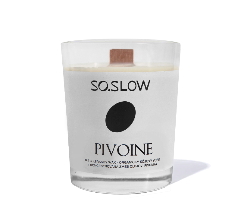 Pivoňka – sójová svíčka s dřevěným knotem