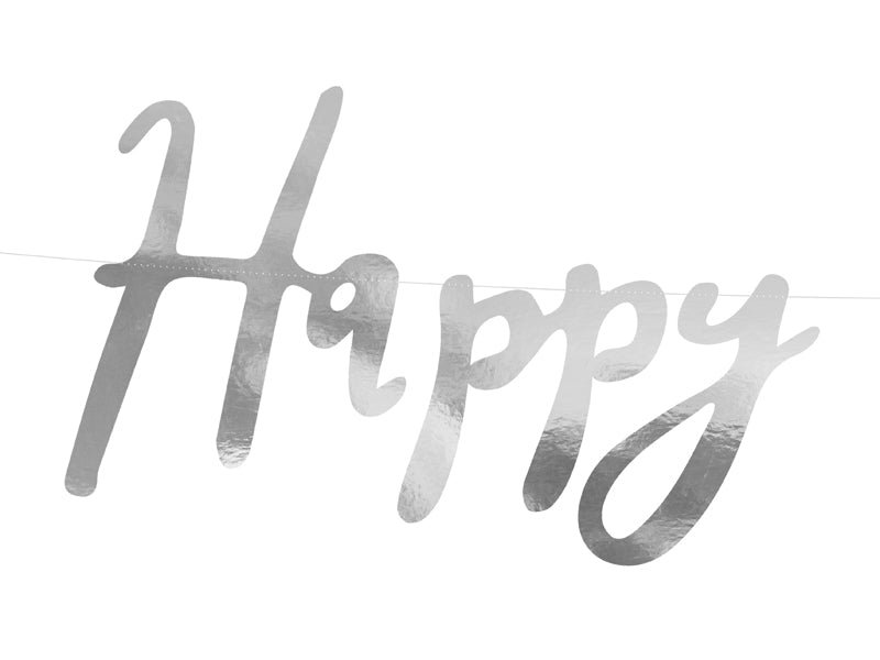 Banner Happy Bday - stříbrný