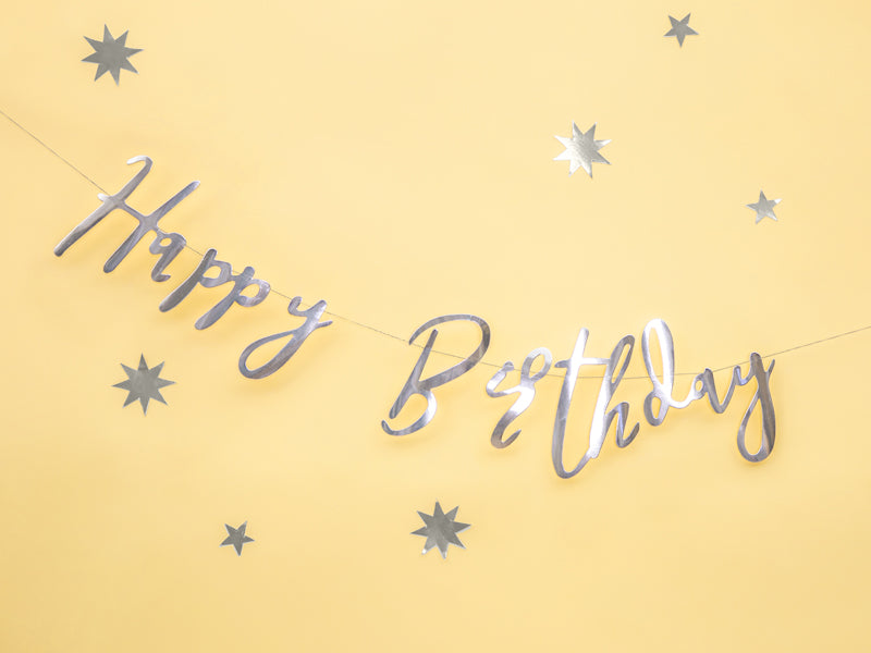 Banner Happy Bday - stříbrný