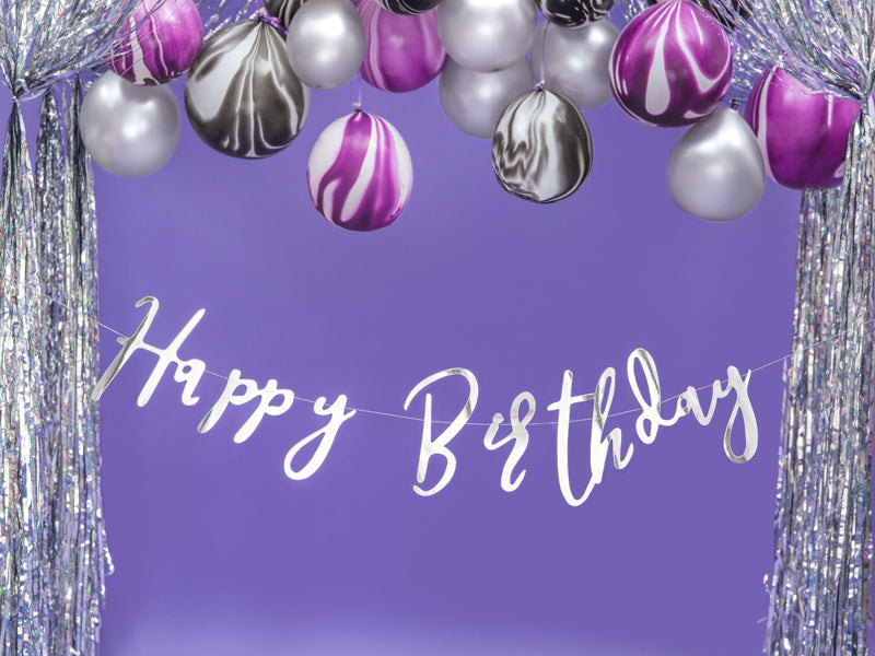 Banner Happy Bday - stříbrný