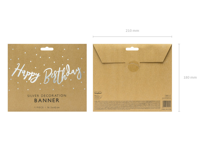 Banner Happy Bday - stříbrný