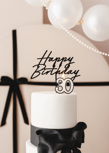 Ozdoba na dort - Happy Bday - černá