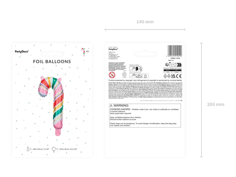 Fóliový balónek Vánoční lízátko - sada 5 ks