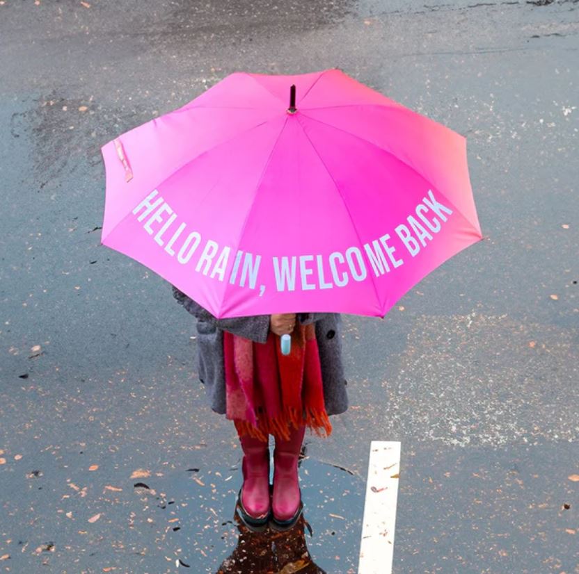 Růžový deštník Hello rain