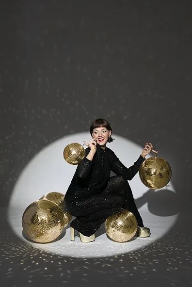 Závěsná disco koule - zlatá