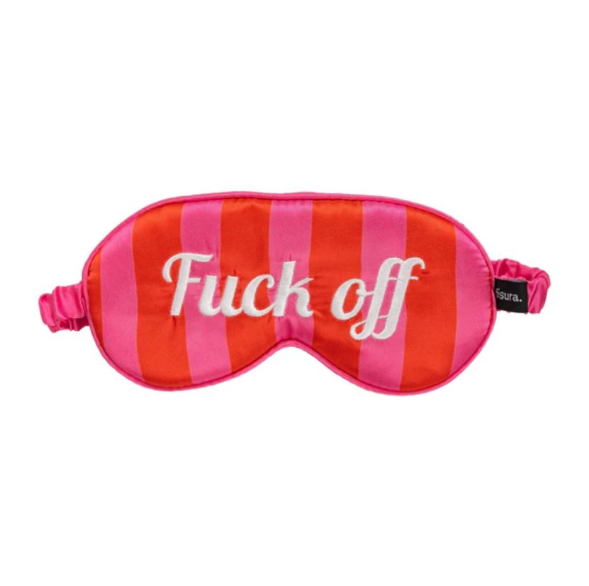 Pruhovaná maska na spaní Fuck Off