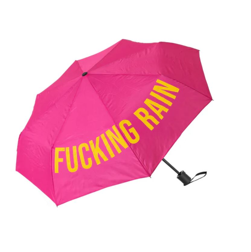 Skládací deštník Fucking rain růžový