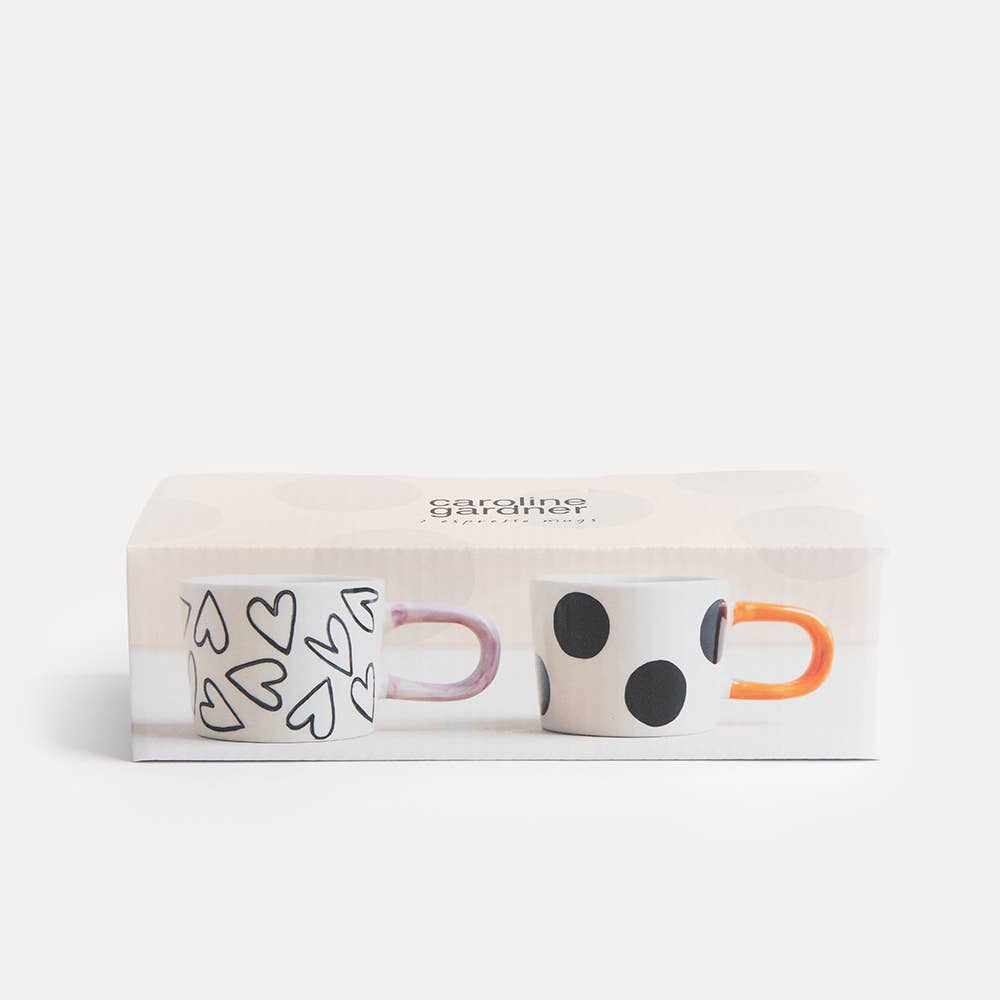 Espresso hrnky Mono Spots & Hearts (2 ks)