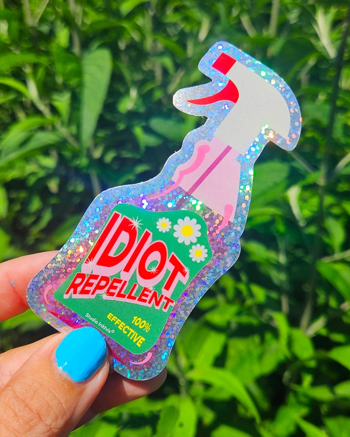 Třpytivá samolepka - Idiot repellent