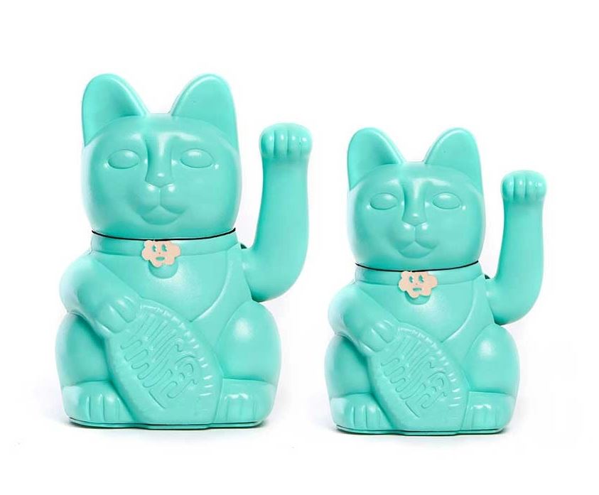 MANEKI NEKO Lucky cat - akvamarín