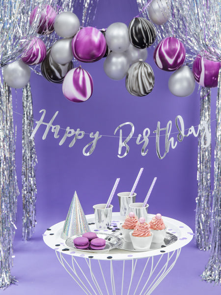 Banner Happy Bday - stříbrný