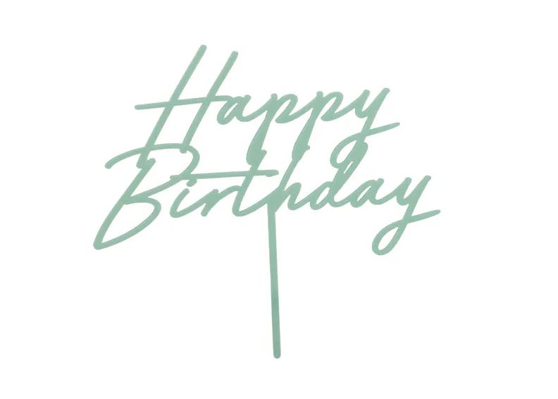Ozdoba na dort - Happy Bday - zelenkavá