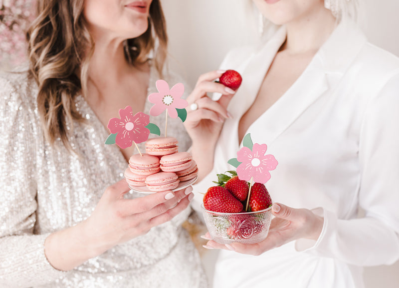 Ozdoby na cupcakes - růžové květy