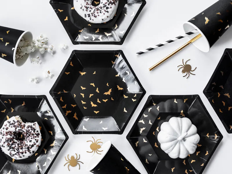 Papírové talíře - černé s netopýry