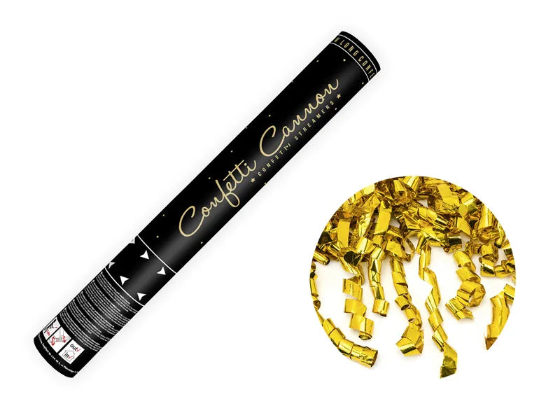 Vystřelovací konfety zlaté serpentýny