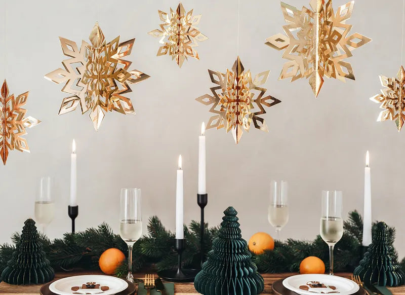 Závěsné dekorace vločky - zlaté