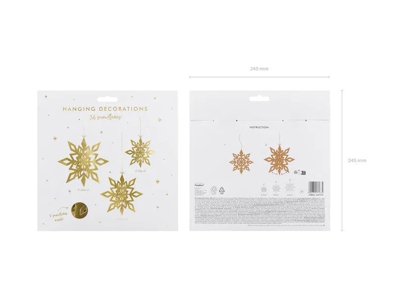 Závěsné dekorace vločky - zlaté