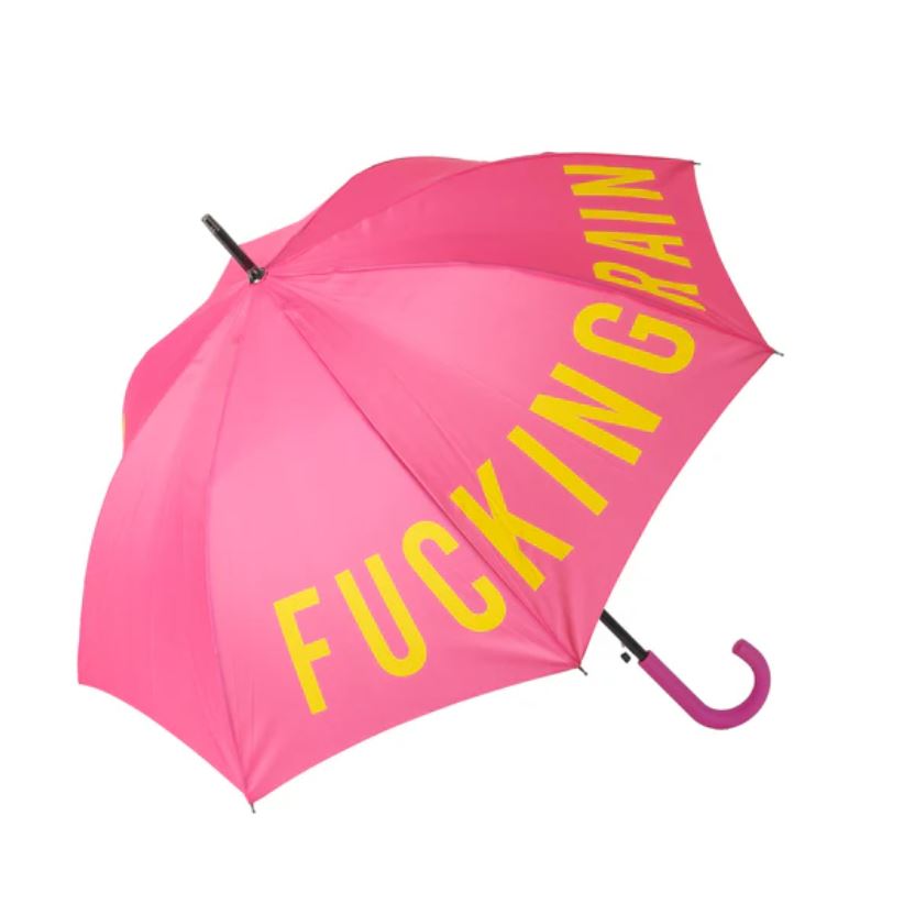Růžový deštník Fucking rain