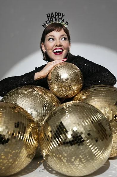 Závěsná disco koule  - zlatá