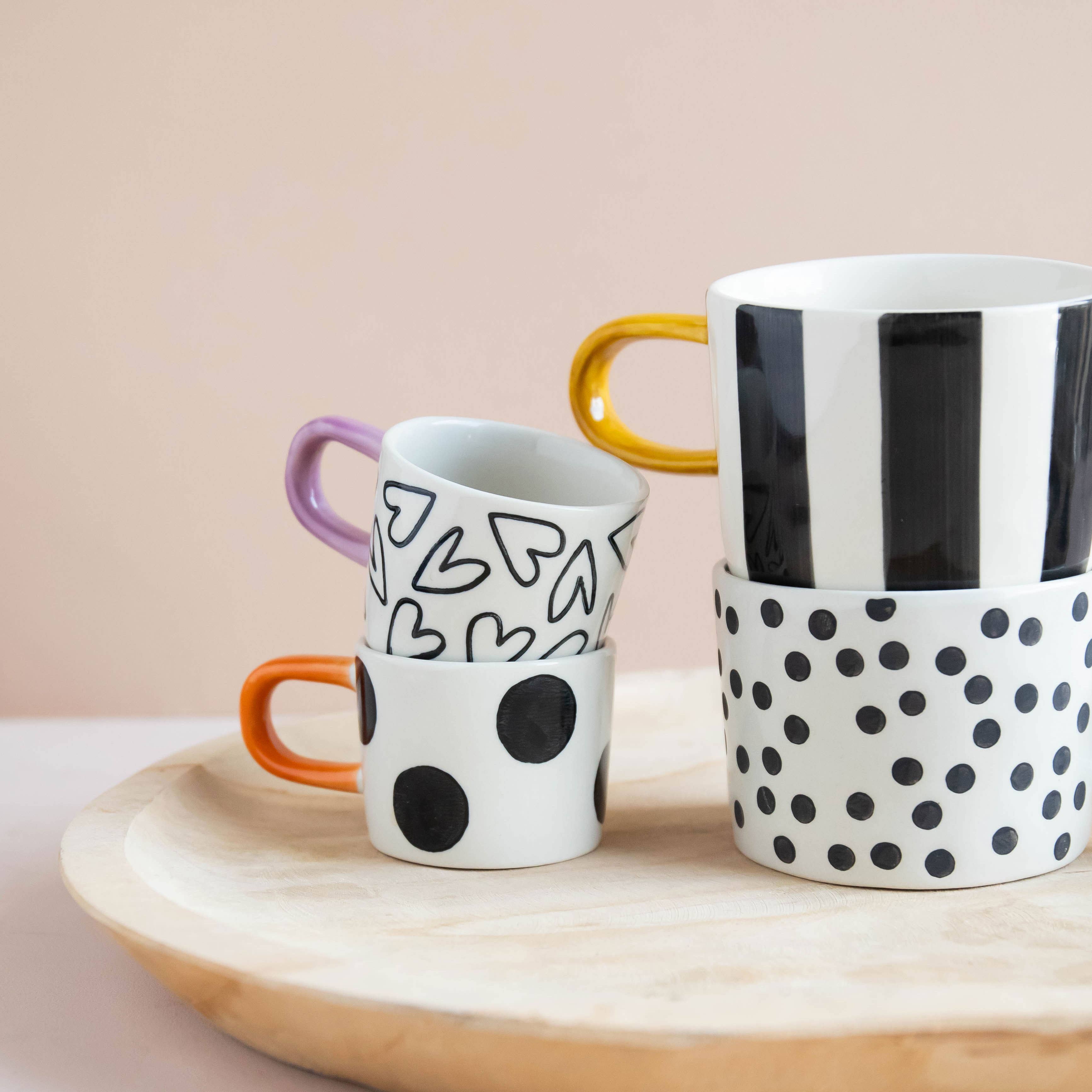 Espresso hrnky Mono Spots & Hearts (2 ks)