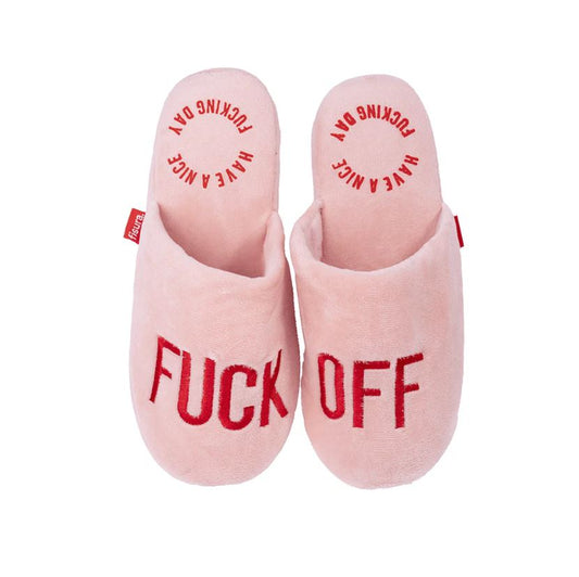 Růžové pantofle FUCK OFF