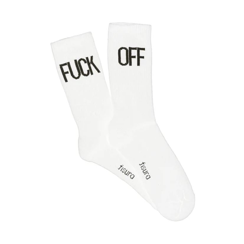 Bílé ponožky Fuck off