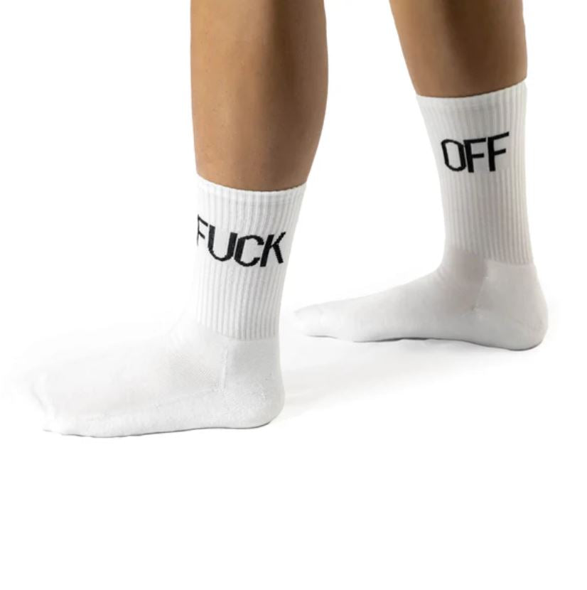 Bílé ponožky Fuck off