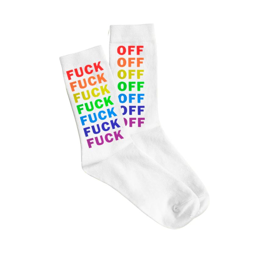 Duhové ponožky Fuck off