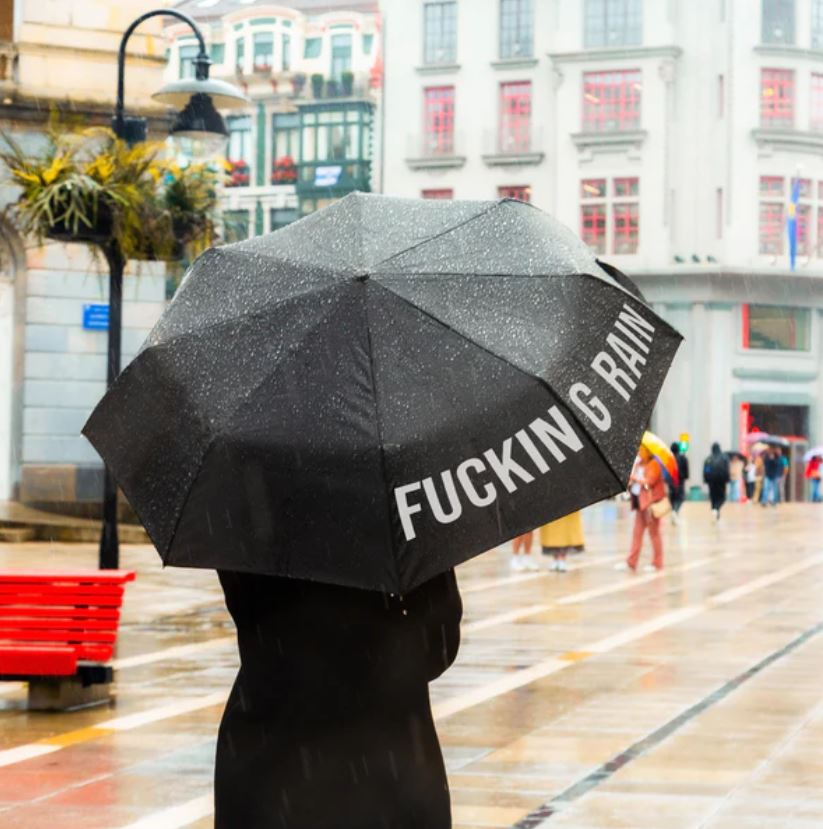 Skládací deštník Fucking rain černý