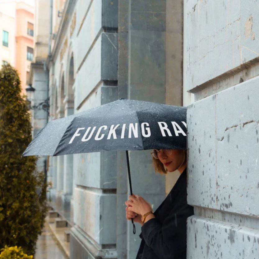 Skládací deštník Fucking rain černý