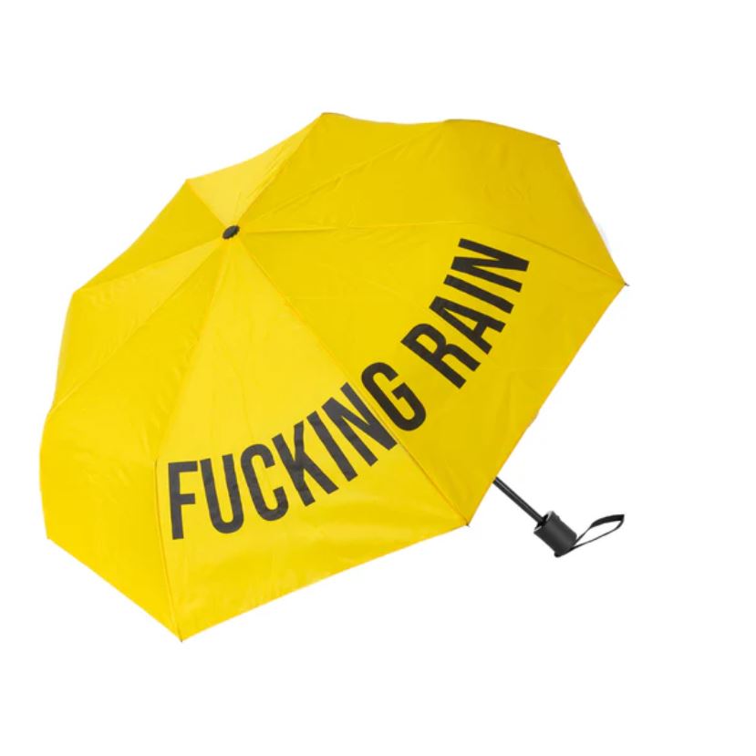 Skládací deštník Fucking rain žlutý