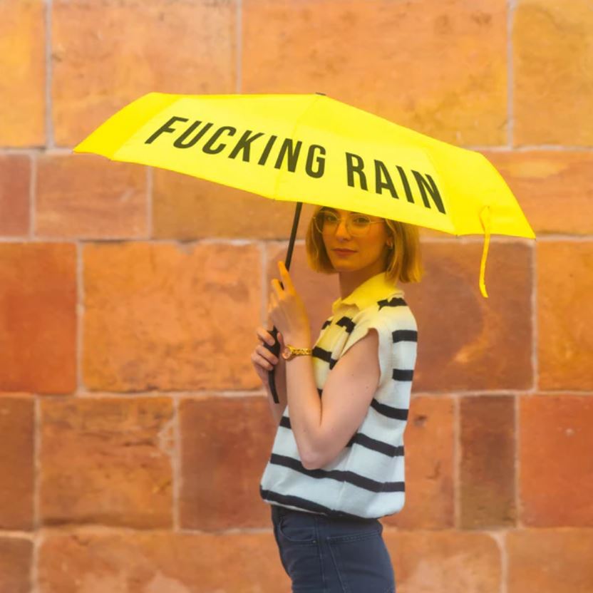 Skládací deštník Fucking rain žlutý
